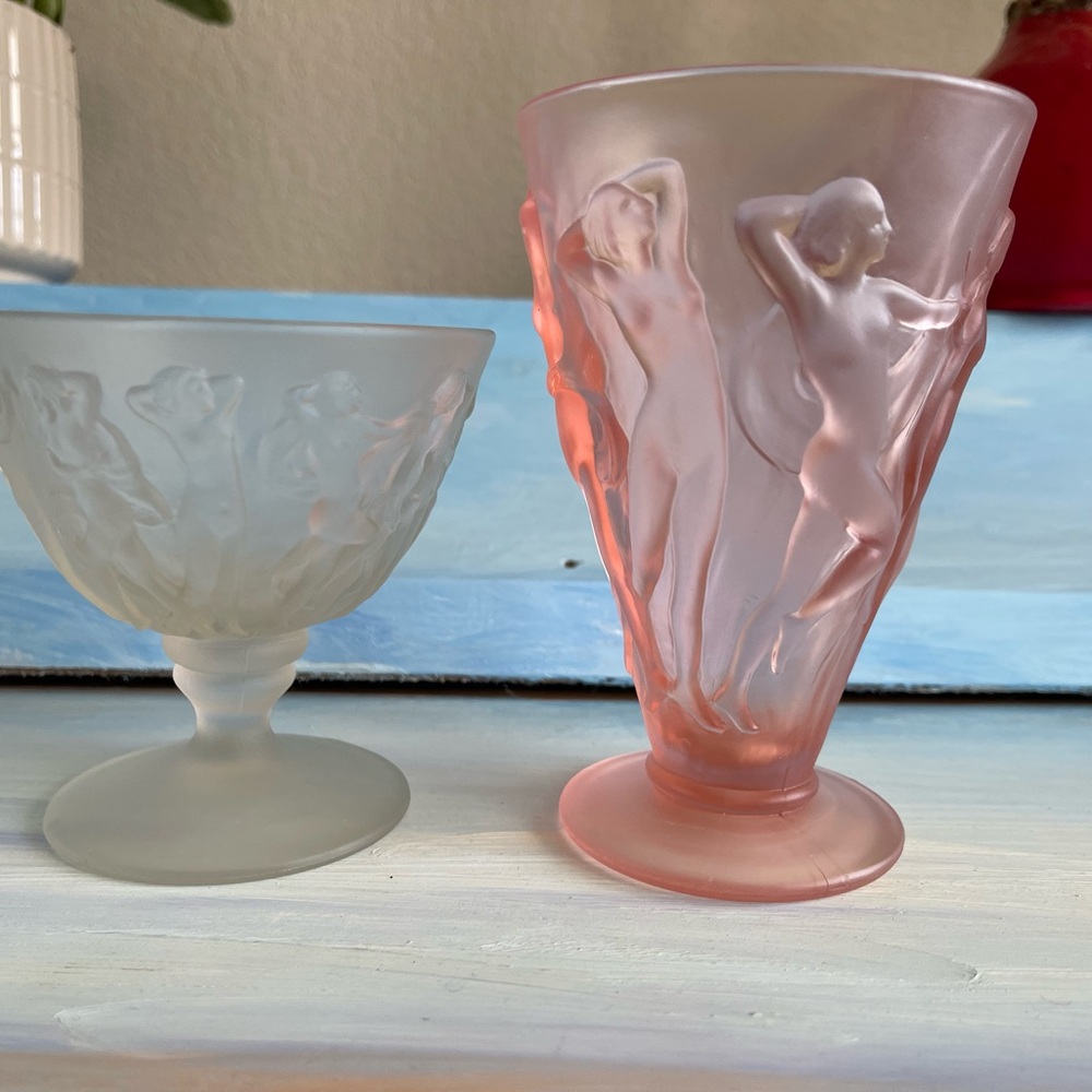 Elegant Frosted Glass Art Deco Glassware.